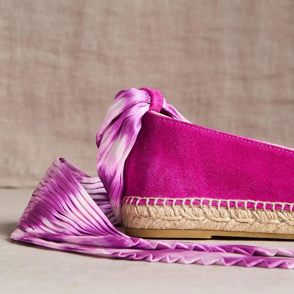 🆕 Gaimo Suede Trellis Laceup Scarf 1” Espadrille Balletcore Soft Girl Boho Chic